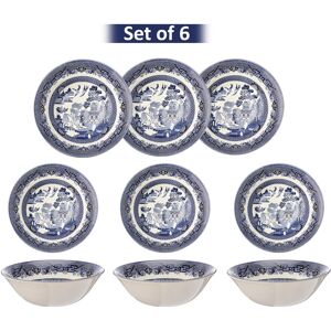 Set Of 6 Blue Willow Churchill Bowls Vintage Style Dining & Serving Bowls 15.5cm Set Of 6 Blue Willow Churchill Bowls Vintage Style Dining & Serving Bowls 15.5cm