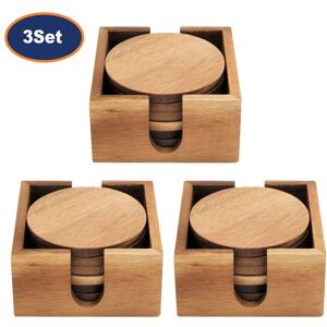 Apollo Round Coasters With Square Holder Mug Cup Drink Pads Tabletop Wooden Mats 18pcs Apollo Round Coasters With Square Holder Mug Cup Drink Pads Tabletop Wooden Mats 18pcs