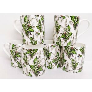 Rainbow Decors Ltd Lily Of The Valley Mugs Set 6 Lilies Balmoral Fine Bone China 9.5oz 275ml Cups Rainbow Decors Ltd Lily Of The Valley Mugs Set 6 Lilies Balmoral Fine Bone China 9.5oz 275ml Cups