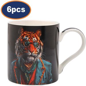 Lesser & Pavey Coffee Mug Ceramic Cup 350ml Jungle Boogie Novelty 6pcs Design Animal Print Gift Lesser & Pavey Coffee Mug Ceramic Cup 350ml Jungle Boogie Novelty 6pcs Design Animal Print Gift