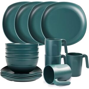 Greentainer Unbreakable Plastic Dinnerware Sets, 16 Pcs Lightweight Camping Tableware Set, Greentainer Unbreakable Plastic Dinnerware Sets, 16 Pcs Lightweight Camping Tableware Set,