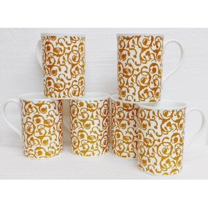 Rainbow Decors Ltd Antique Gold Embossed Scroll Mugs Set Of 6 Bone China Windsor 300ml 10.5oz Cups Rainbow Decors Ltd Antique Gold Embossed Scroll Mugs Set Of 6 Bone China Windsor 300ml 10.5oz Cups