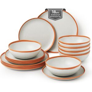 La Joventino Melamine Dinnerware Set For 18pcs, Camping Plates And Bowls Set For 6 People, D La Joventino Melamine Dinnerware Set For 18pcs, Camping Plates And Bowls Set For 6 People, D