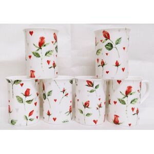 Rainbow Decors Ltd Hearts & Red Roses Mugs Set 6 Fine Bone China Castle Floral Cups Decorated Uk Rainbow Decors Ltd Hearts & Red Roses Mugs Set 6 Fine Bone China Castle Floral Cups Decorated Uk