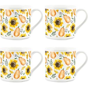 Purely Home Autumn Mugs Set - Pumpkins & Sunflowers Bone China Tea/coffee Gifts - Set Of 4 Purely Home Autumn Mugs Set - Pumpkins & Sunflowers Bone China Tea/coffee Gifts - Set Of 4