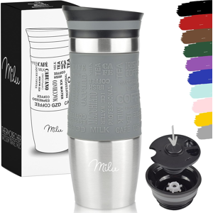 Milu Insulated Travel Mug 370ml - Leak Proof Stainless Steel Coffee Flask Milu Insulated Travel Mug 370ml - Leak Proof Stainless Steel Coffee Flask
