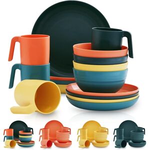 Kyraton Plastic Dinnerware Set Of 16 Pieces, Unbreakable And Reusable Light Wei Kyraton Plastic Dinnerware Set Of 16 Pieces, Unbreakable And Reusable Light Wei