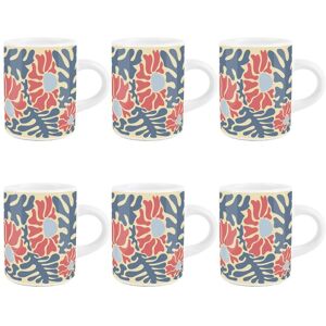 Purely Home Retro Coral Blossom Espresso Mugs - Mini Ceramic Coffee Cup Gift Set Of 6 Purely Home Retro Coral Blossom Espresso Mugs - Mini Ceramic Coffee Cup Gift Set Of 6