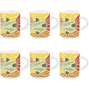 Purely Home Retro Orange Blossom Espresso Mugs - Mini Ceramic Coffee Cup Gift Set Of 6 Purely Home Retro Orange Blossom Espresso Mugs - Mini Ceramic Coffee Cup Gift Set Of 6