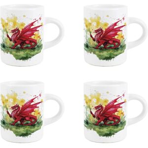 Purely Home Floral Welsh Dragon Espresso Mugs - Set Of 4 Mini Ceramic Coffee Shot Cups Gift Purely Home Floral Welsh Dragon Espresso Mugs - Set Of 4 Mini Ceramic Coffee Shot Cups Gift