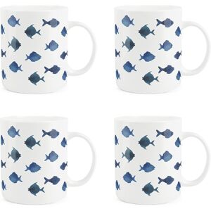 Purely Home Bone China Fish Print Mugs - Sealife Drinks Cup Gift Set Of 4 Purely Home Bone China Fish Print Mugs - Sealife Drinks Cup Gift Set Of 4