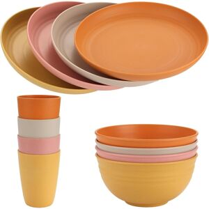 Funykich 12pcs Unbreakable Kids Plates And Bowls Sets, Plastic Dinner Set, Camp Funykich 12pcs Unbreakable Kids Plates And Bowls Sets, Plastic Dinner Set, Camp