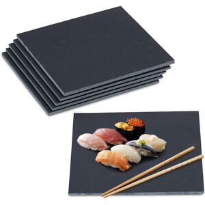 Relaxdays Slate Serving Plate Decorative Stone Boards Square Snack Trays 25 Cm Set Of 6 Relaxdays Slate Serving Plate Decorative Stone Boards Square Snack Trays 25 Cm Set Of 6