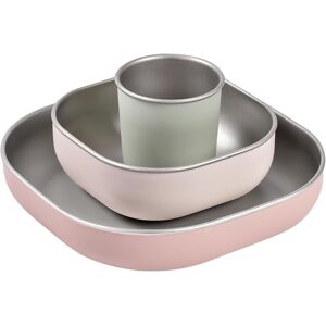 Béaba, Stainless Steel Baby Meal Set, 3 Pieces, Glass + 2 Plates, Microwave An Béaba, Stainless Steel Baby Meal Set, 3 Pieces, Glass + 2 Plates, Microwave An