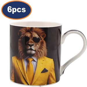 Lesser & Pavey Coffee Mug Ceramic Cup 350ml Lion Bling Novelty 6pcs Design Animal Print Gift Lesser & Pavey Coffee Mug Ceramic Cup 350ml Lion Bling Novelty 6pcs Design Animal Print Gift