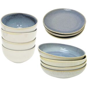Carousel Home 12 Piece Light Blue Stoneware Dinnerware Set, Reactive Glaze Plates Bowls Dishes Carousel Home 12 Piece Light Blue Stoneware Dinnerware Set, Reactive Glaze Plates Bowls Dishes