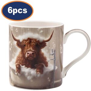 Lesser & Pavey Coffee Mug Ceramic Cup 350ml Highland Cow Bubble Bath Novelty 6pcs Animal Gift Lesser & Pavey Coffee Mug Ceramic Cup 350ml Highland Cow Bubble Bath Novelty 6pcs Animal Gift