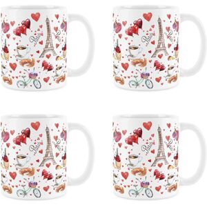Purely Home Paris Mug - City Of Love Themed Ceramic Pink Tea/coffee Gift Mugs - Set Of 4 Purely Home Paris Mug - City Of Love Themed Ceramic Pink Tea/coffee Gift Mugs - Set Of 4