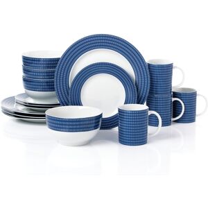 Waterside Fine China 16pc Blue Linear Dinner Set Waterside Fine China 16pc Blue Linear Dinner Set