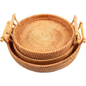 .›hand Woven Round Rattan Serving Tray Bread Fruit Dessert Snack Basket With Han .›hand Woven Round Rattan Serving Tray Bread Fruit Dessert Snack Basket With Han