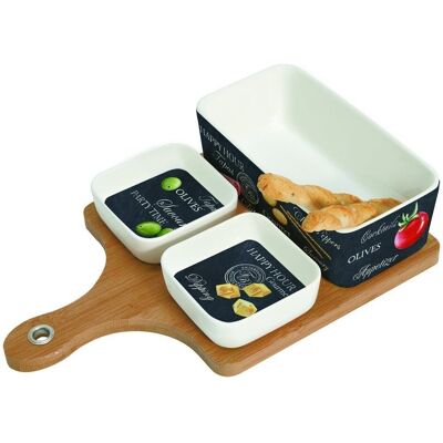 Ardesia Range Tasting Set 3 Bowls On Bamboo Board New Home Living Ardesia Range Tasting Set 3 Bowls On Bamboo Board New Home Living