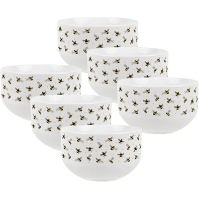 Purely Home Watercolour Bees Large Cereal Bowl Set - 6x Ceramic Pretty Serving Bowls Purely Home Watercolour Bees Large Cereal Bowl Set - 6x Ceramic Pretty Serving Bowls