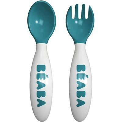 Beaba Béaba - Set Of 2nd Age Training Fork And Spoon Nude - Ergonomique Shape - Suit Beaba Béaba - Set Of 2nd Age Training Fork And Spoon Nude - Ergonomique Shape - Suit