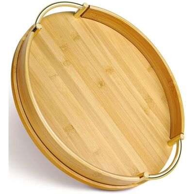 14inch Round Bamboo Serving Tray With Handles - Decorative Tray,Breakfast2015 14inch Round Bamboo Serving Tray With Handles - Decorative Tray,Breakfast2015