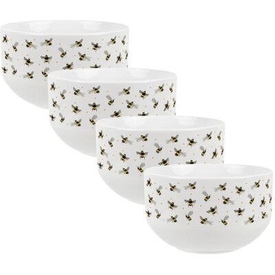 Purely Home Watercolour Bees Large Cereal Bowl Set - 4x Ceramic Pretty Serving Bowls Purely Home Watercolour Bees Large Cereal Bowl Set - 4x Ceramic Pretty Serving Bowls