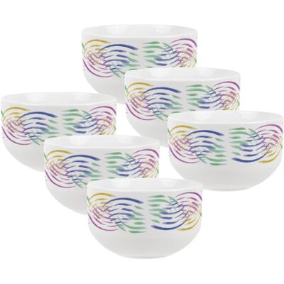 Purely Home Abstract Waves Large Cereal Bowl Set - 6x Ceramic Colourful Serving Bowls Purely Home Abstract Waves Large Cereal Bowl Set - 6x Ceramic Colourful Serving Bowls