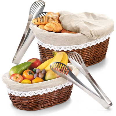 Branded 2 Size Wicker Bread Baskets For Serving Set, 30 & 27 Cm Bread And Pastries Baske Branded 2 Size Wicker Bread Baskets For Serving Set, 30 & 27 Cm Bread And Pastries Baske