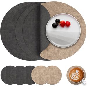 Myir Jun Leather Placemats And Coaster Set Of 6, Table Mats Round Waterproof ... Myir Jun Leather Placemats And Coaster Set Of 6, Table Mats Round Waterproof ...