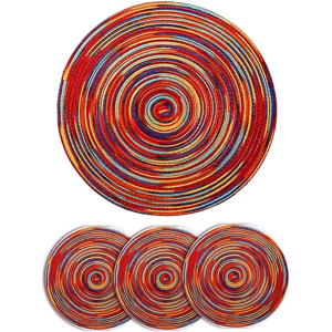 Does Not Apply 4pcs Cotton Woven Rattan Heat-Resistant Tablema,11.8inch 30cm Round Placemats Se Does Not Apply 4pcs Cotton Woven Rattan Heat-Resistant Tablema,11.8inch 30cm Round Placemats Se