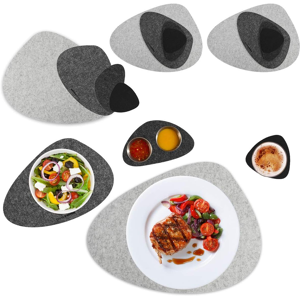 Does Not Apply Pebble Felt Placemats - 16 Pcs - Place Mats And Coasters For 4 - Washable Heat R Does Not Apply Pebble Felt Placemats - 16 Pcs - Place Mats And Coasters For 4 - Washable Heat R