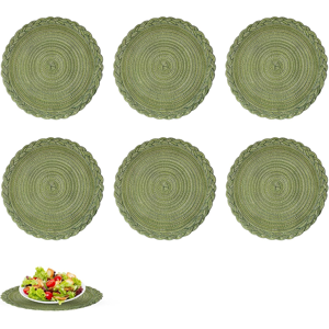 Does Not Apply 6 Pieces Round Placemats And Coasters,30cm Braided Woven Place Mats Washable Tab Does Not Apply 6 Pieces Round Placemats And Coasters,30cm Braided Woven Place Mats Washable Tab