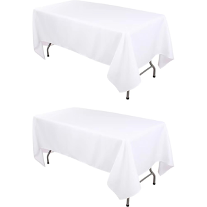 Does Not Apply 2 Pack White Polyester Tablecloths 60x102 Inch For 6 Ft Tables,Rectangle Fabric Does Not Apply 2 Pack White Polyester Tablecloths 60x102 Inch For 6 Ft Tables,Rectangle Fabric