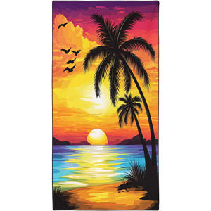 Does Not Apply Sunset Coconut Tree Beach Towels For Adults Extra Large 180 X 90 Cm, Microfibre Does Not Apply Sunset Coconut Tree Beach Towels For Adults Extra Large 180 X 90 Cm, Microfibre