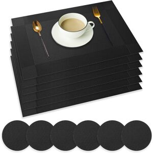 Placemats Set Of 6, Pvc Place Mats And Coasters Washable Non-Slip Heat Resistant Placemats Set Of 6, Pvc Place Mats And Coasters Washable Non-Slip Heat Resistant