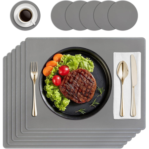 Does Not Apply Placemats And Coasters Set Of 6, Heat-Resistant Pu Leather Table Mats Washable N Does Not Apply Placemats And Coasters Set Of 6, Heat-Resistant Pu Leather Table Mats Washable N