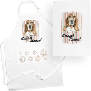 Purely Home Basset Hound Tea Towel & Apron Set - Dogs & Paw Prints Kitchen Linens Gifts Purely Home Basset Hound Tea Towel & Apron Set - Dogs & Paw Prints Kitchen Linens Gifts