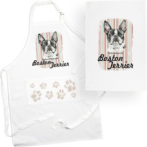 Purely Home Boston Terrier Tea Towel & Apron Set - Dogs & Paw Prints Kitchen Linens Gifts Purely Home Boston Terrier Tea Towel & Apron Set - Dogs & Paw Prints Kitchen Linens Gifts