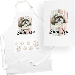 Purely Home Shih Tzu Tea Towel & Apron Set - Dogs & Paw Prints Kitchen Linens Gifts Purely Home Shih Tzu Tea Towel & Apron Set - Dogs & Paw Prints Kitchen Linens Gifts
