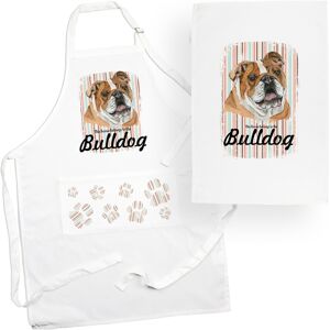 Purely Home Bulldog Tea Towel & Apron Set - Dogs & Paw Prints Kitchen Linens Gifts Purely Home Bulldog Tea Towel & Apron Set - Dogs & Paw Prints Kitchen Linens Gifts