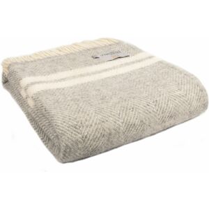 Tweedmill Textiles Ltd Tweedmill Textiles Throw 100% Wool Blanket Fishbone Silver Grey & Cream Stripes Tweedmill Textiles Ltd Tweedmill Textiles Throw 100% Wool Blanket Fishbone Silver Grey & Cream Stripes