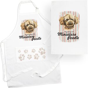 Purely Home Miniature Poodle Tea Towel & Apron Set - Dogs & Paw Print Kitchen Linen Gifts Purely Home Miniature Poodle Tea Towel & Apron Set - Dogs & Paw Print Kitchen Linen Gifts