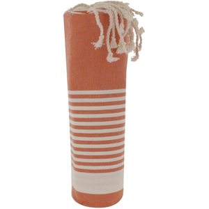Does Not Apply Bijoux - Fouta Beach Towel Orange Cotton And White Stripes 100 X 200cm Does Not Apply Bijoux - Fouta Beach Towel Orange Cotton And White Stripes 100 X 200cm