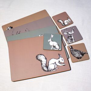 Darthome Set Of 4 Placemats & Coasters Pastel Woodland Animals Cork Table Settings Mats Darthome Set Of 4 Placemats & Coasters Pastel Woodland Animals Cork Table Settings Mats