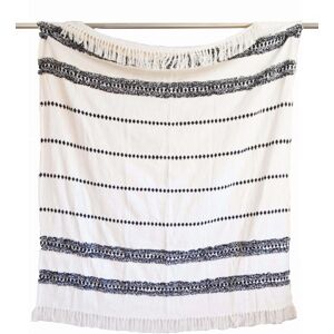 Designs Emporium Luxury Cotton Throw Blanket Cream Black Boho Tassel Sofa Bed 160x140 Soft Designs Emporium Luxury Cotton Throw Blanket Cream Black Boho Tassel Sofa Bed 160x140 Soft