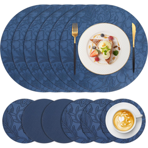 Does Not Apply Placemats Set Of 6, Faux Leather Round Table Mats, Heat-Resistant Non-Slip Washa Does Not Apply Placemats Set Of 6, Faux Leather Round Table Mats, Heat-Resistant Non-Slip Washa