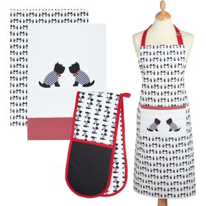 Kitchencraft Kitchen Apron, Tea Towels (2 Pack) & Double Oven Glove - Westie Dog Kitchencraft Kitchen Apron, Tea Towels (2 Pack) & Double Oven Glove - Westie Dog